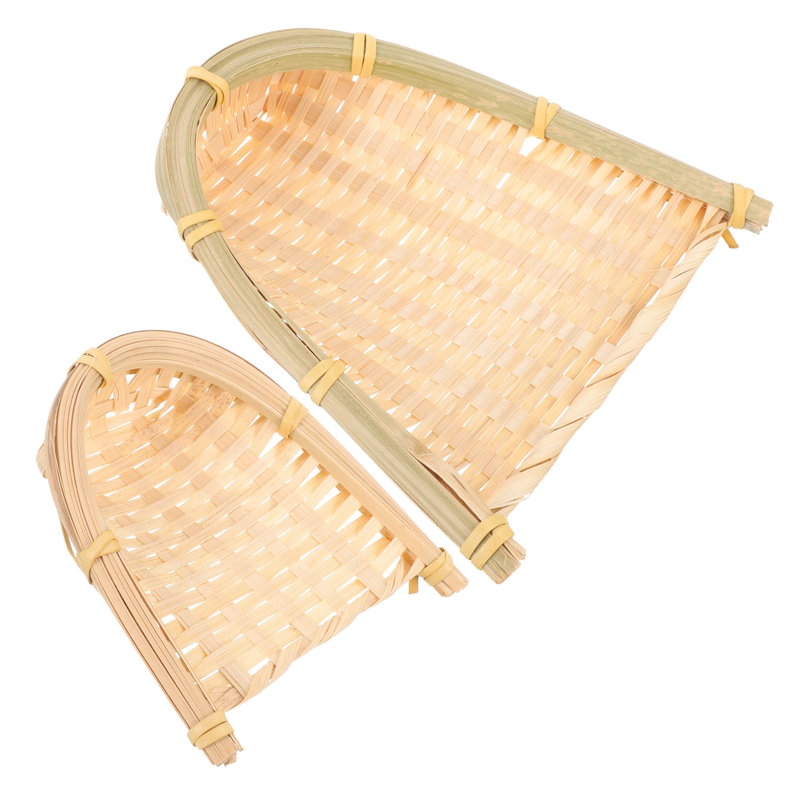 

2pcs Bamboo Basket Woven Storage Organizer Snack Fruit Decorative Shelves Premium Material Home Accessories