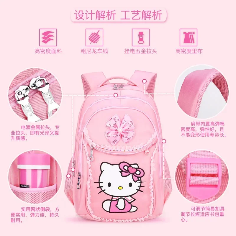 Imagem -02 - Bolsa de Escola Sanrio para Mulheres Hello Kitty Mochila Impermeável Proteção contra Coluna Proteção contra Coluna Crianças