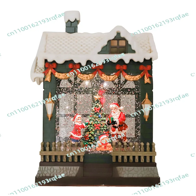 زينة عيد الميلاد متجر الحلوى صندوق تشغيل الموسيقى الانارة تساقط الثلوج مطعم متجر نافذة مقهى جو احتفالي سطح المكتب زخرفة