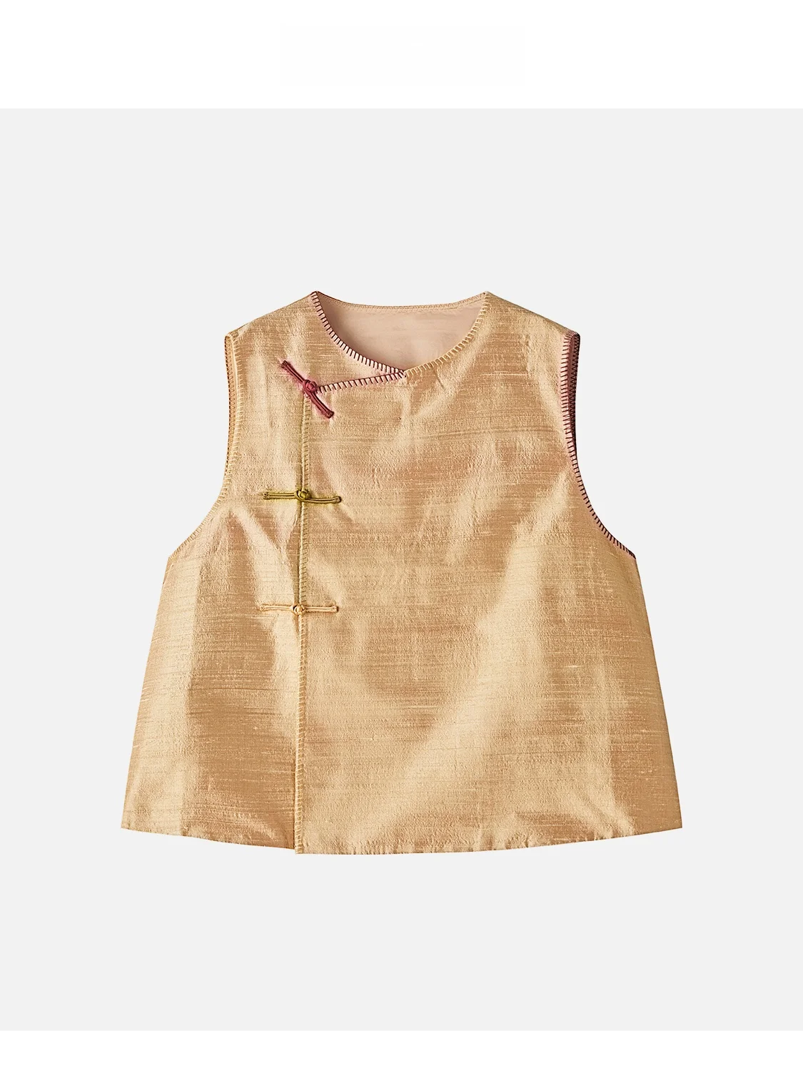 

Шелковый жилет JINGJING с золотой нитью, новый китайский стиль, весенний, с вышивкой, без рукавов, на пуговицах