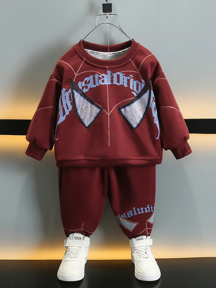 

Осенний костюм для маленьких мальчиков, детская одежда, модные толстовки для мальчиков + штаны, 2 шт./компл., повседневный спортивный костюм для малышей, детские спортивные костюмы