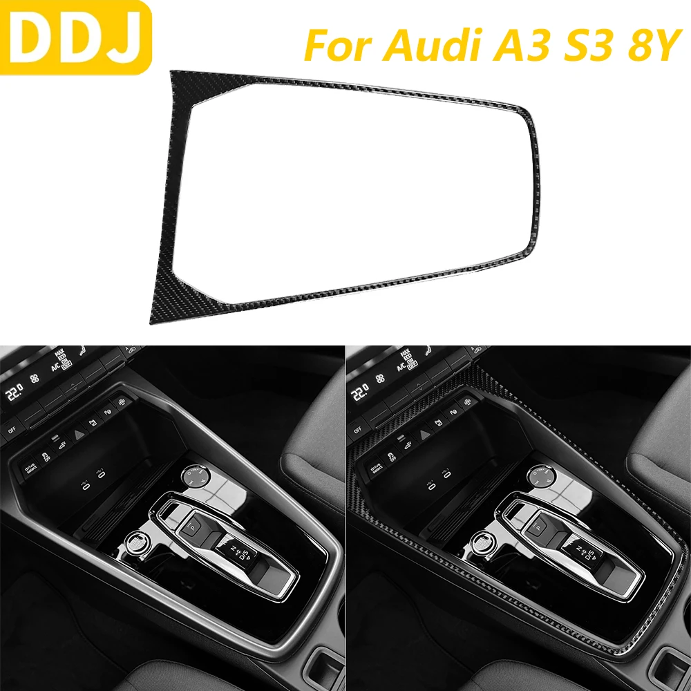 For Audi A3 S3 8Y 2021-2025 Carbon Fiber Central Control Gear Shift External Frame Trim Cover Car Accessories Decoration Sticker