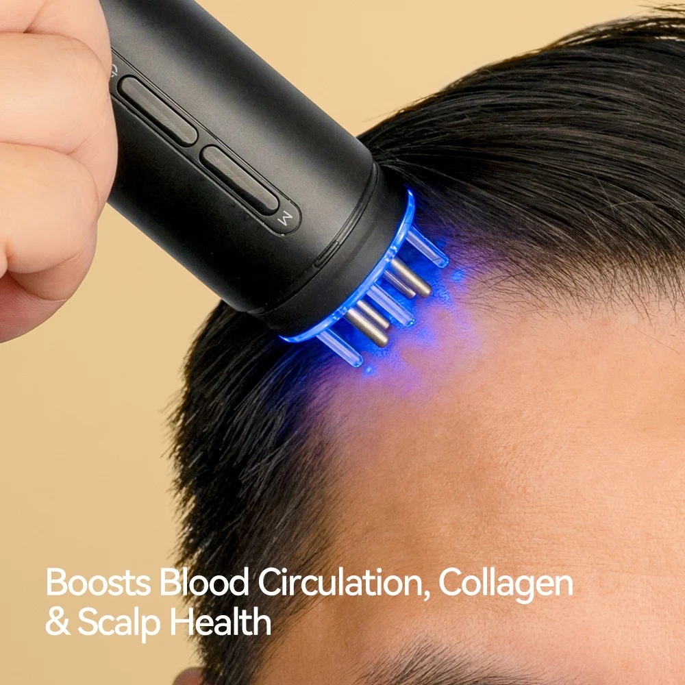 Stainless Steel Vibration Relax Hair Scalp Massage Oil Applicator APP Intelligent Control Follicle Stimulation Regrowth Comb
