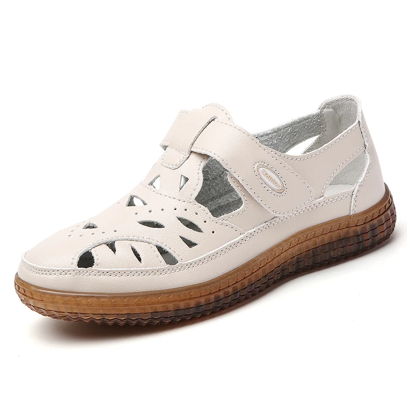 

Women's casual sneakers elegant leather sneakers round toe solid color soft inner lining walking shoes
