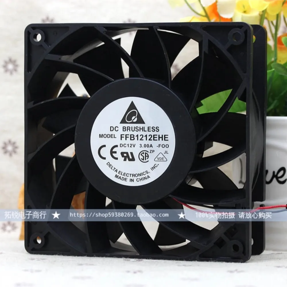 for Delta FFB1212EHE 12038 12cm 12V 3.0A Large Air Cooling Fan, Violent Wind High Speed for GPU Miner Server Case Cabinets