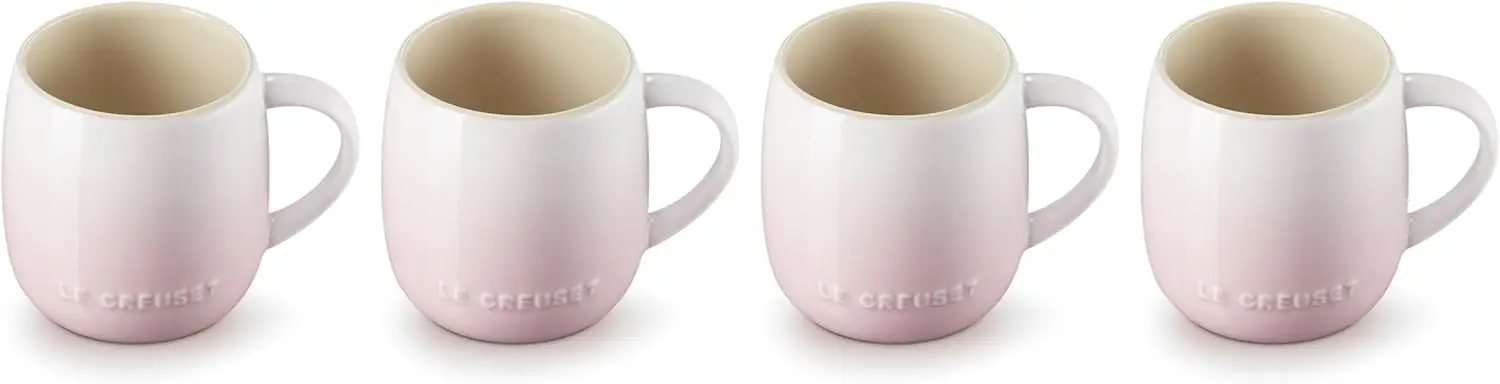 

Set of 4 Premium Stoneware Mugs, 13 oz Each in Shell Pink - Ideal for Everyday Use
