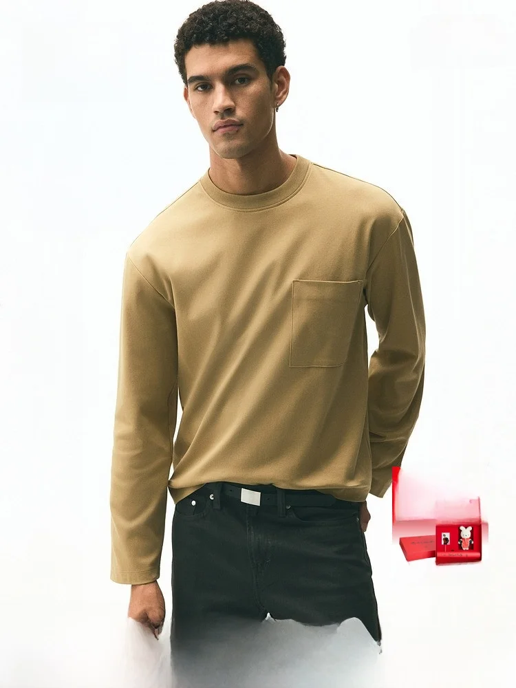 

Мужская зимняя свободная футболка H&M из 100% хлопка для повседневной носки, без специальных функций, чистый хлопок