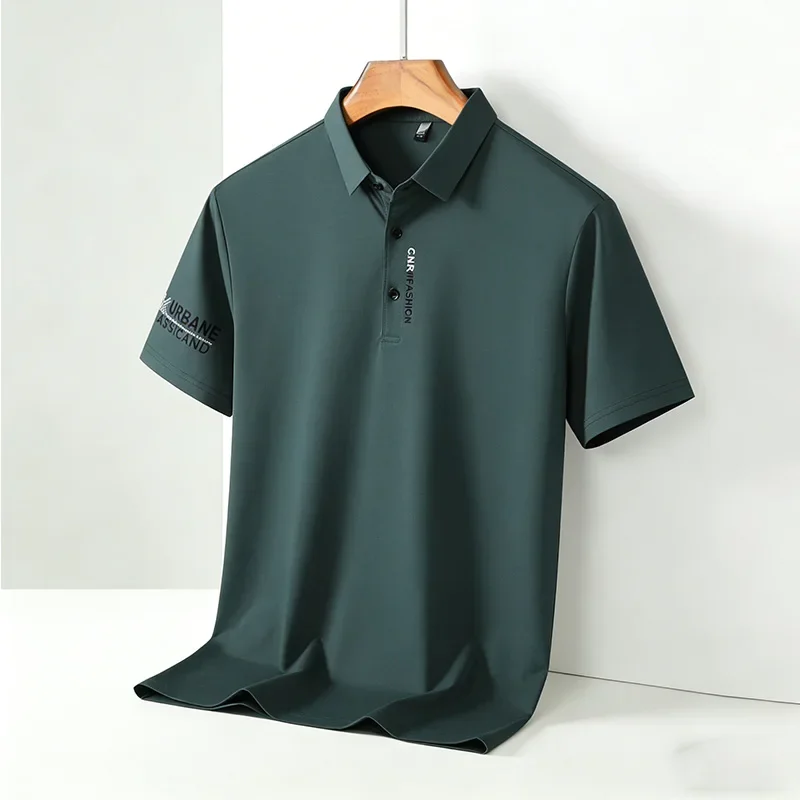 2026 New Arrival Men's Forest Green Polo Shirt Breathable Wrinkle-Resistant Short Sleeve Office Wear
