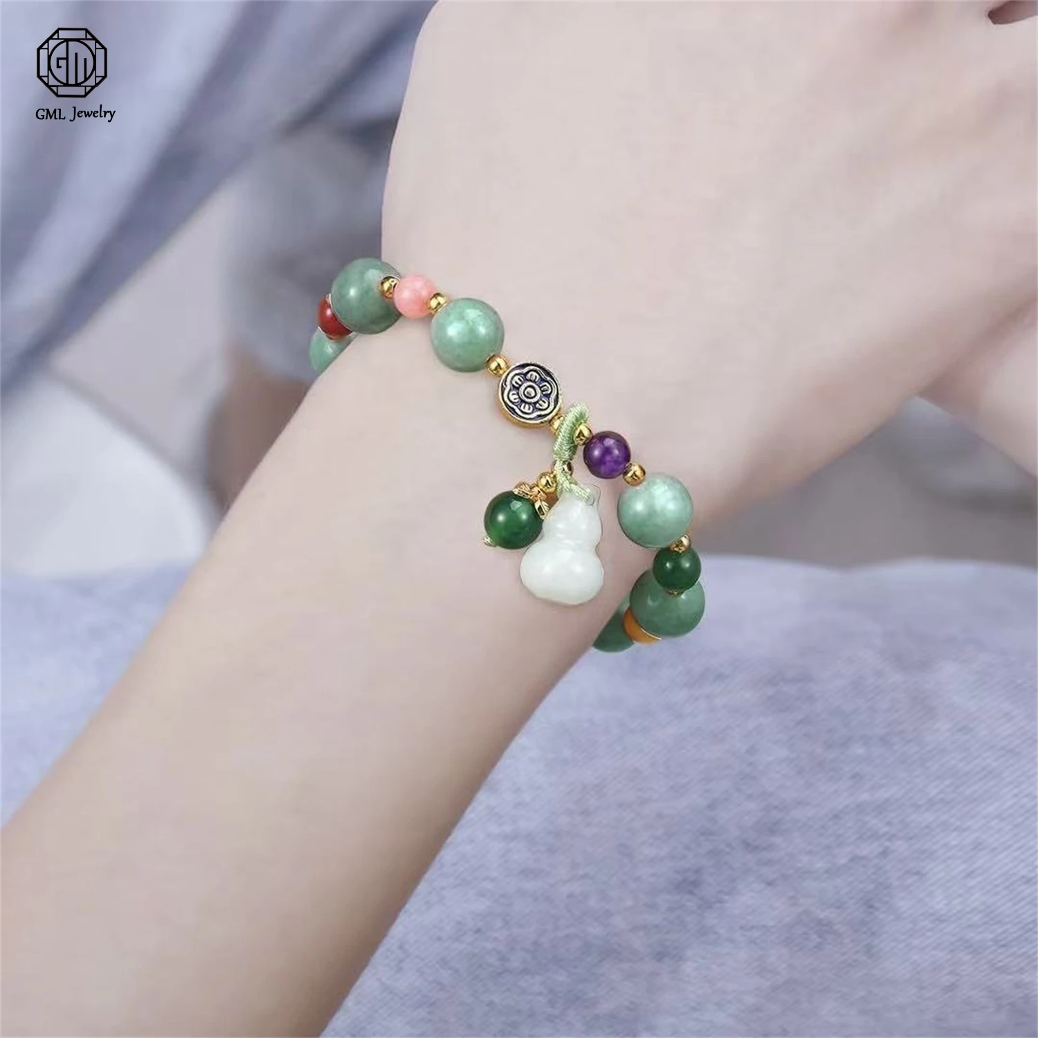 Natural Aventurine Green Jadeite Irregular Pearl Teardrop Shell Flower Beaded Stretch Bracelet Fine Jewelry Banquet Gift