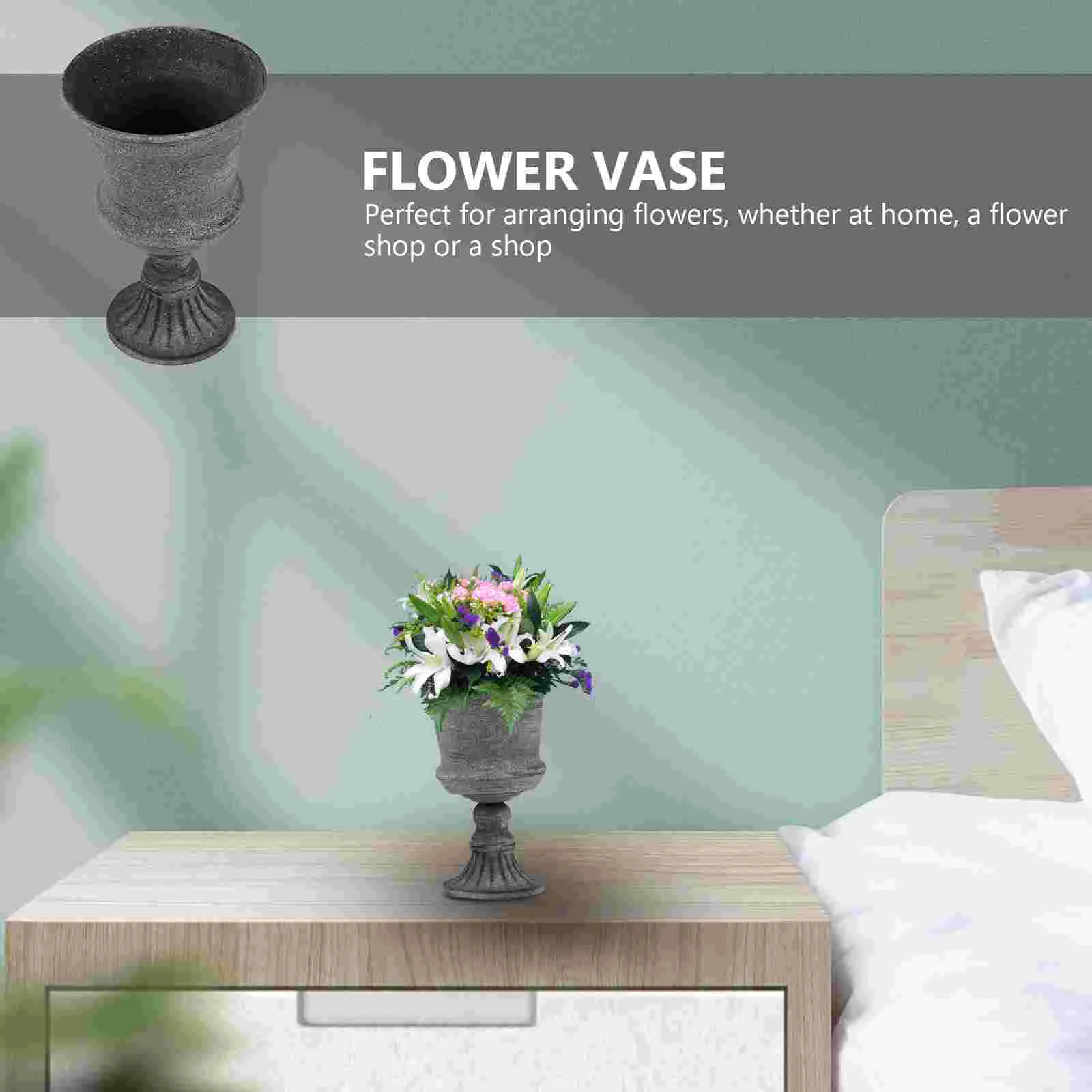 Base Rose Flowerpot Bride Plant Pots Indoor Vintage Decor White Urn Planter Tall Iron Arrangement