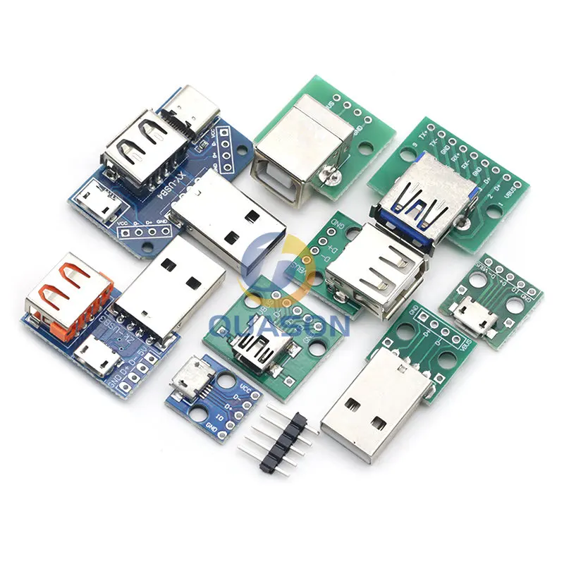 1PCS USB Male Connector / MINI MICRO USB to DIP Adapter female connector 2.54 Connector B Type-C USB2.0 3.0 Female PCB Converter