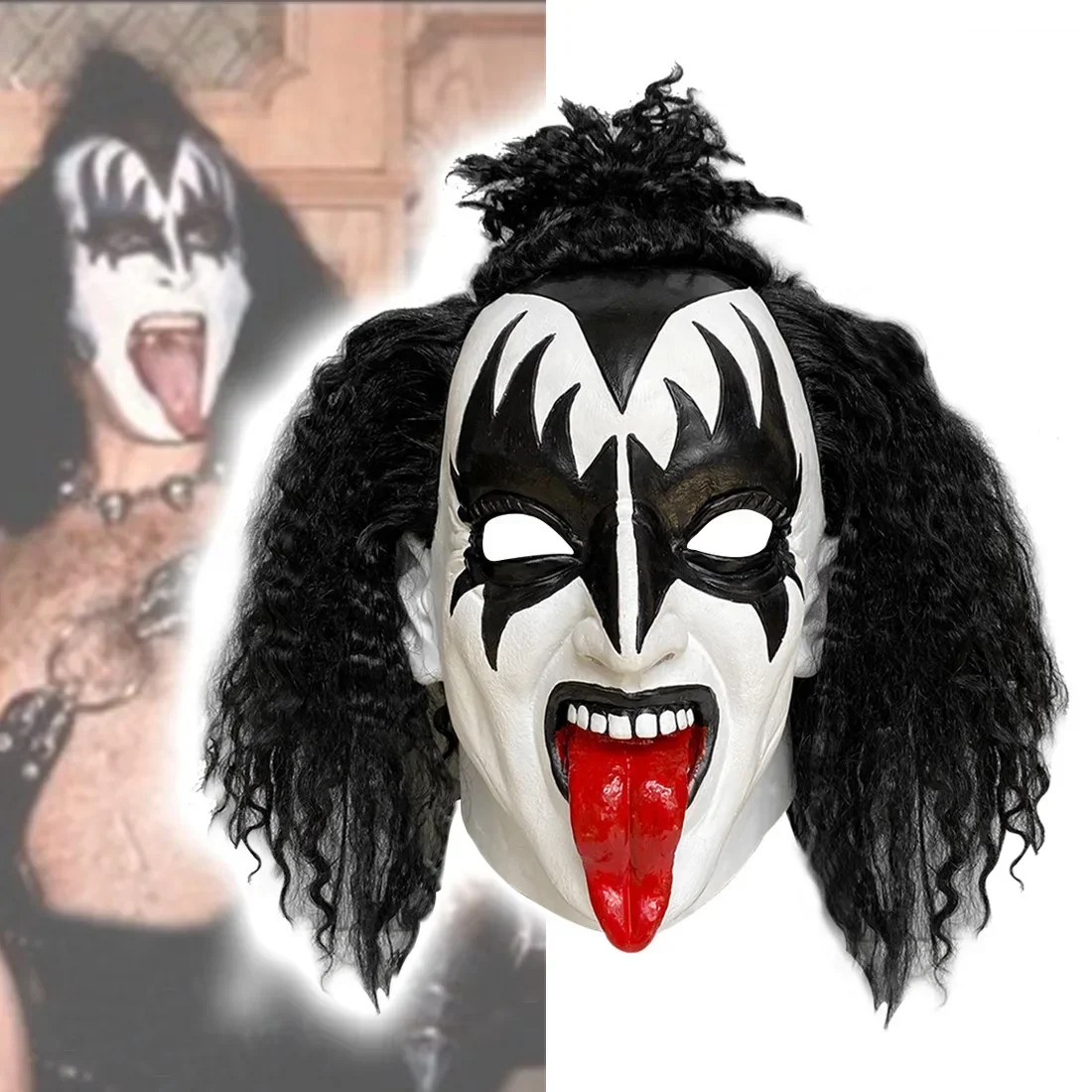 

Хэллоуин Kiss Gene Simmons свинцовая певица латексная маска электрический музыкальный фестиваль косплей маски ужасов вечерние наряды реквизит для выступлений