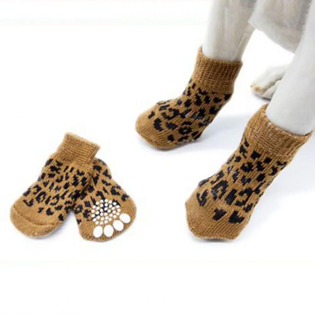 Pet Socks for Dogs Cozy Pet Footwear Cozy Anti-slip Pet Socks Shoes Durable Paw Protector Warm Knit Puppy Socks for Small Dogs