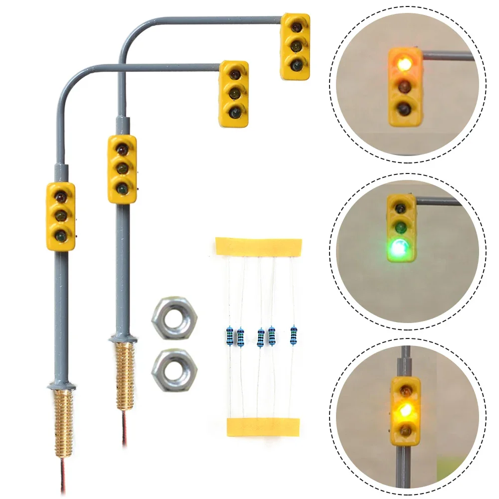 2pcs Traffic Lights HO OO Crossing Walk Model Train Led Street Signals For Diy Sand Table Crossing Street Construction Model