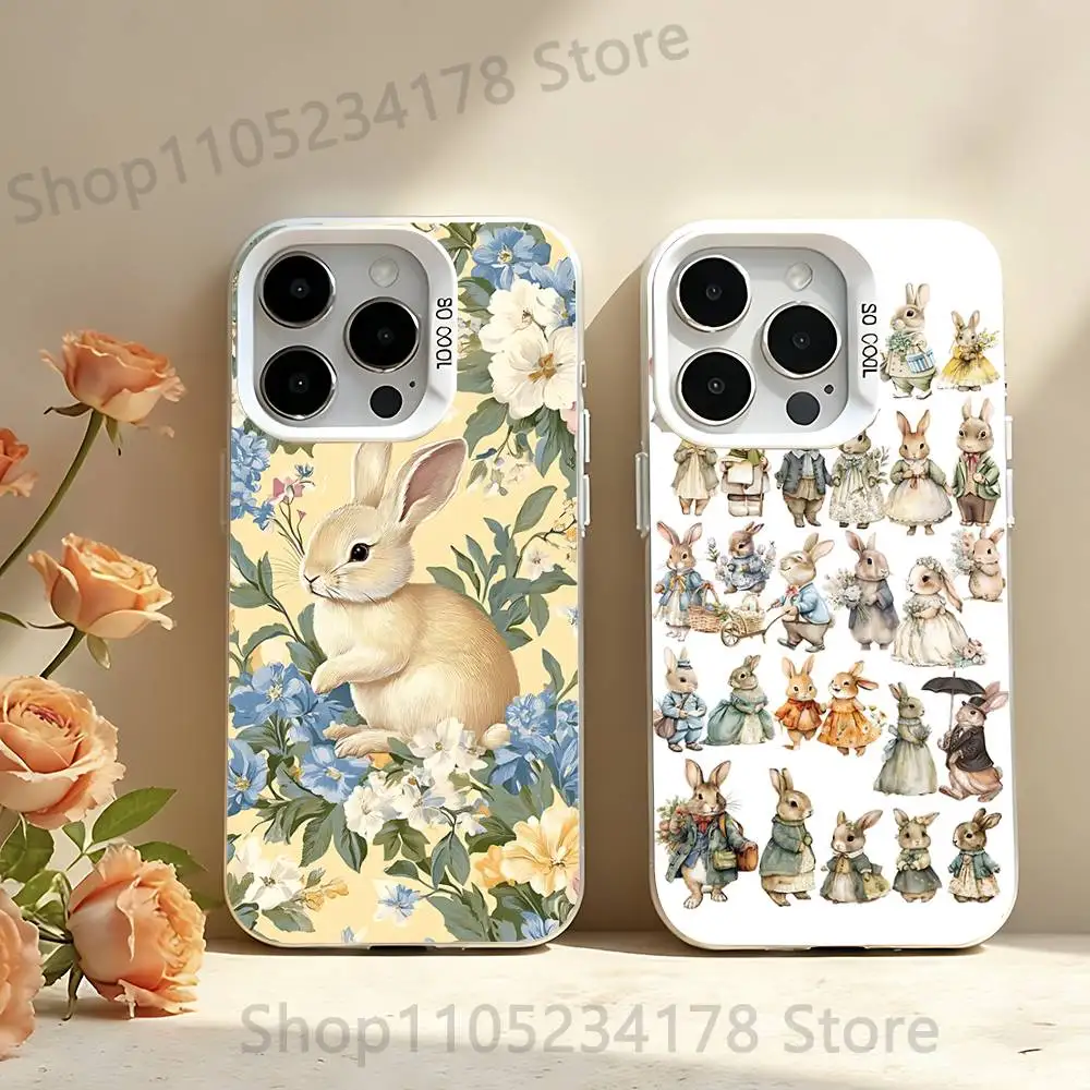 

P-Peter Bunny RabbitS Phone Case IMD White Color Shell For IPhone 17 16 15 14 13 12 11 Pro Max Plus Pro SE Air Mini