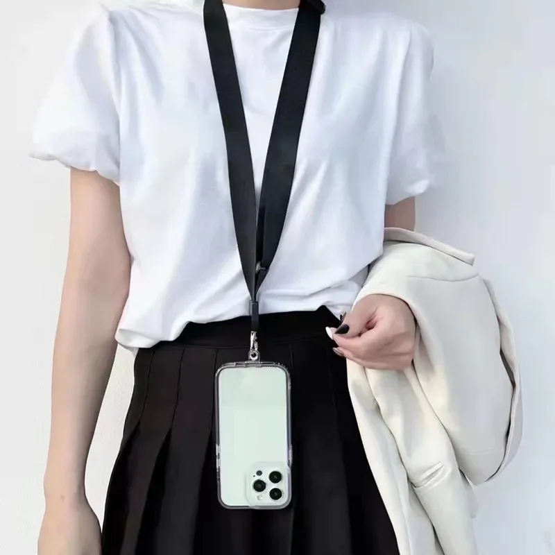 Adjustable Wide Lanyard Crossbody Phone Strap for CellPhone Universal Removable Flat Patch Necklace Clip Snap Hang Cord New 2024