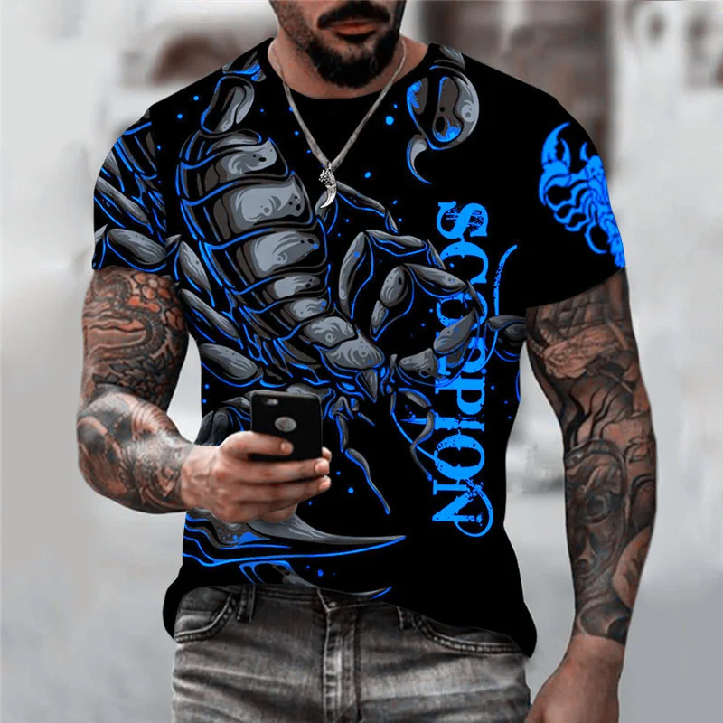 3D Print Scorpion T Shirt For Men Cool Animal Pattern T-Shirts Summer Casual Loose T-Shirts O-Neck Tops Short Sleeves Streetwear