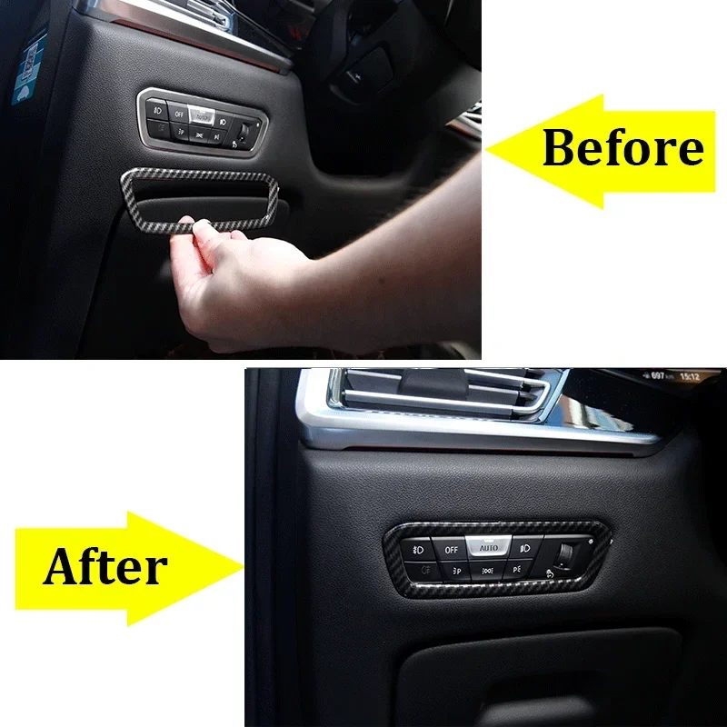 

For 2019-2022 BMW X5 G05 X6 G06 X7 G07 ABS Carbon Fiber Car Styling Auto Headlight Switch Frame Trim Covers Stickers Auto Parts