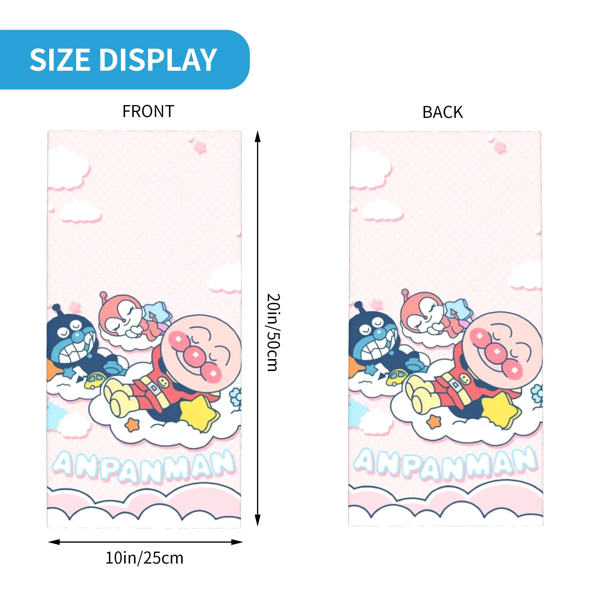 Round Cartoon Characters (10) Bandana Gaiter Club Anpanman  Wrap Scarf  Hiking  Adult Breathable Neckerchief