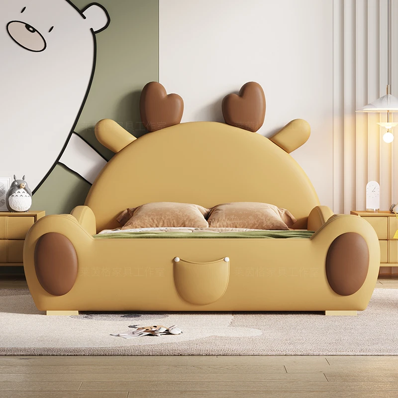 퀸 풀 사이즈 어린이 침대 프레임 슬라이드가 있는 소년용 침실 킹 사이즈 싱글 침대 고급 헤드보드 모던 가구