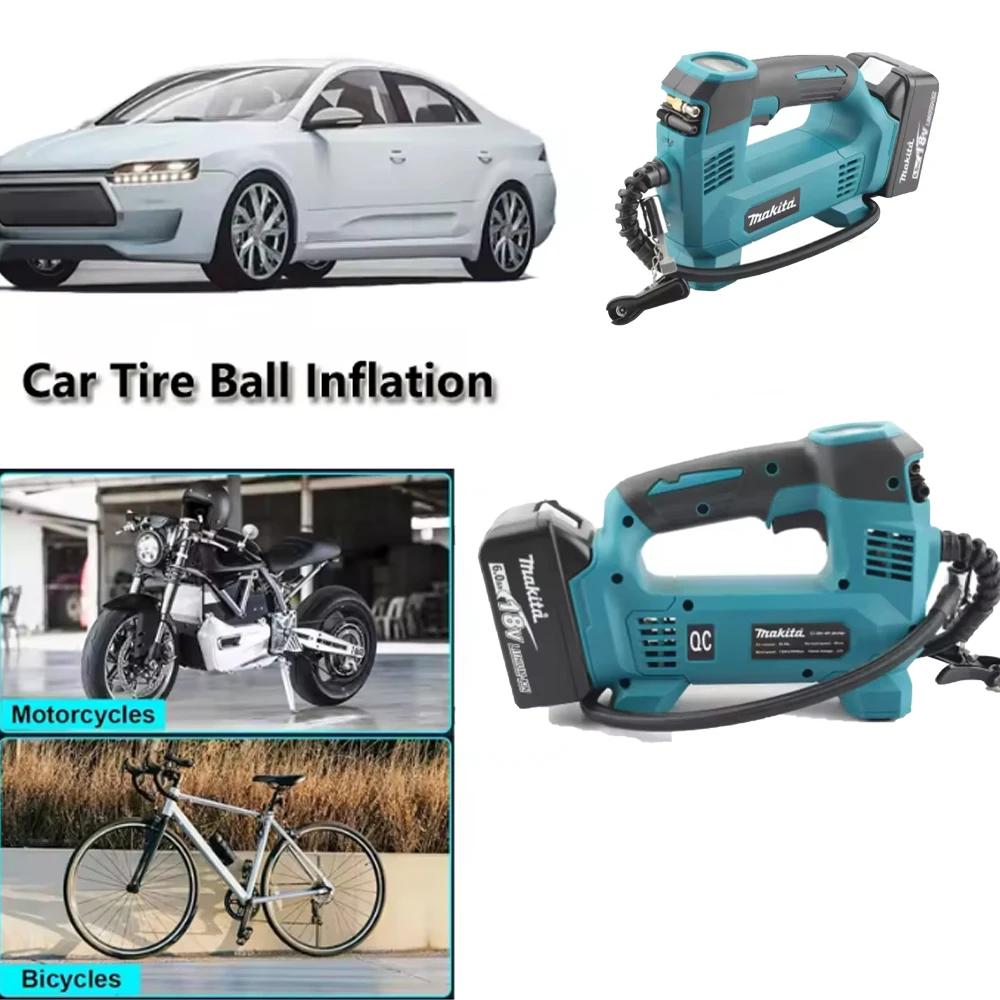 

Cordless Air Pump For Car Bicycle Tires Balls Portable Car Tire Inflator Air Compressor For Makita 18V Battery, No battery