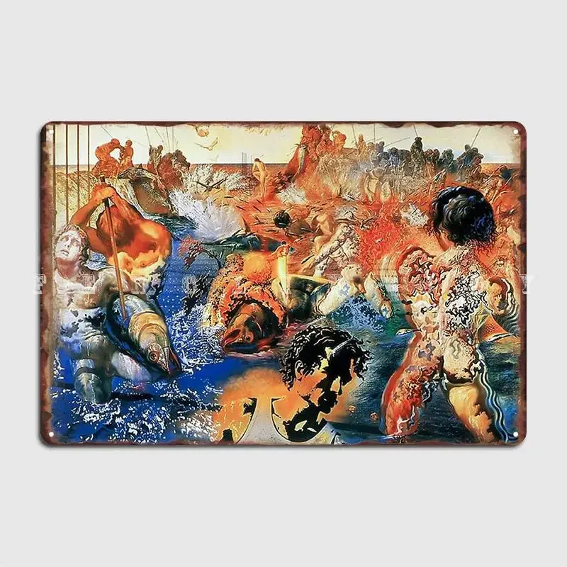 Painting Tuna Fishing Salvador Dali Metal Plaque Poster Cinema Kitchen Kitchen Decoration Wall Decor Tin Sign Posters