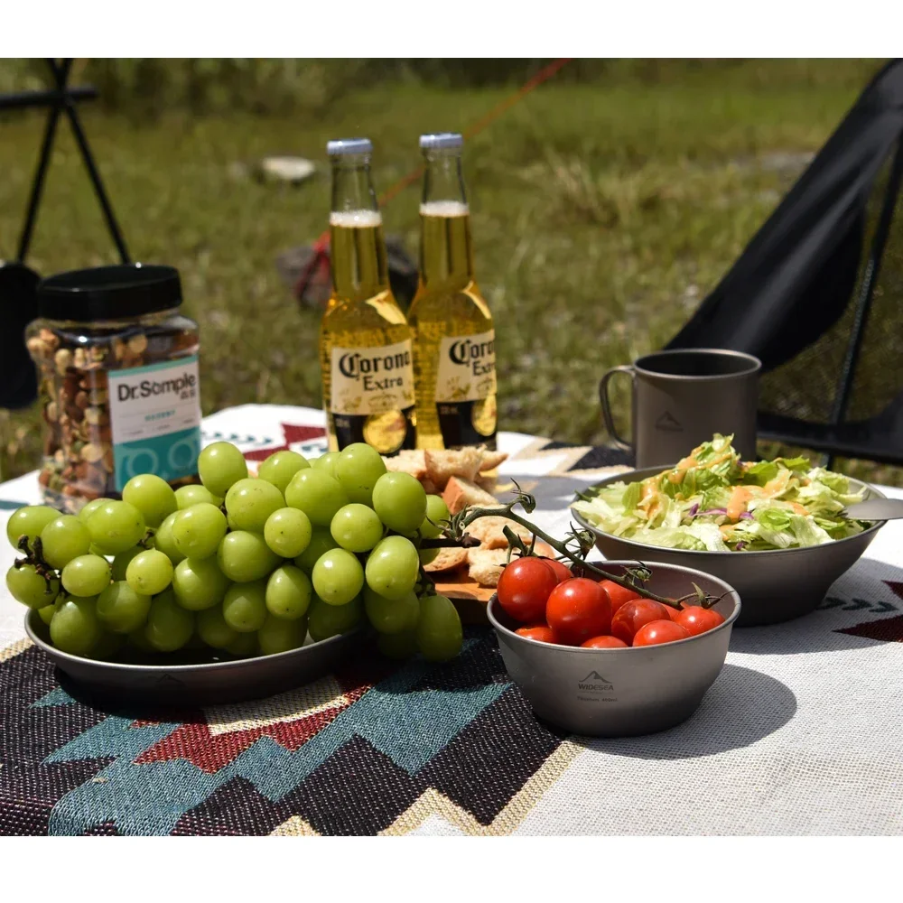 Widesea Camping Ultralight Titanium Kom Plaat Pan Servies Set Multi Size Salade BBQ Schotel Outdoor Diner Reizen Kookgerei Cup