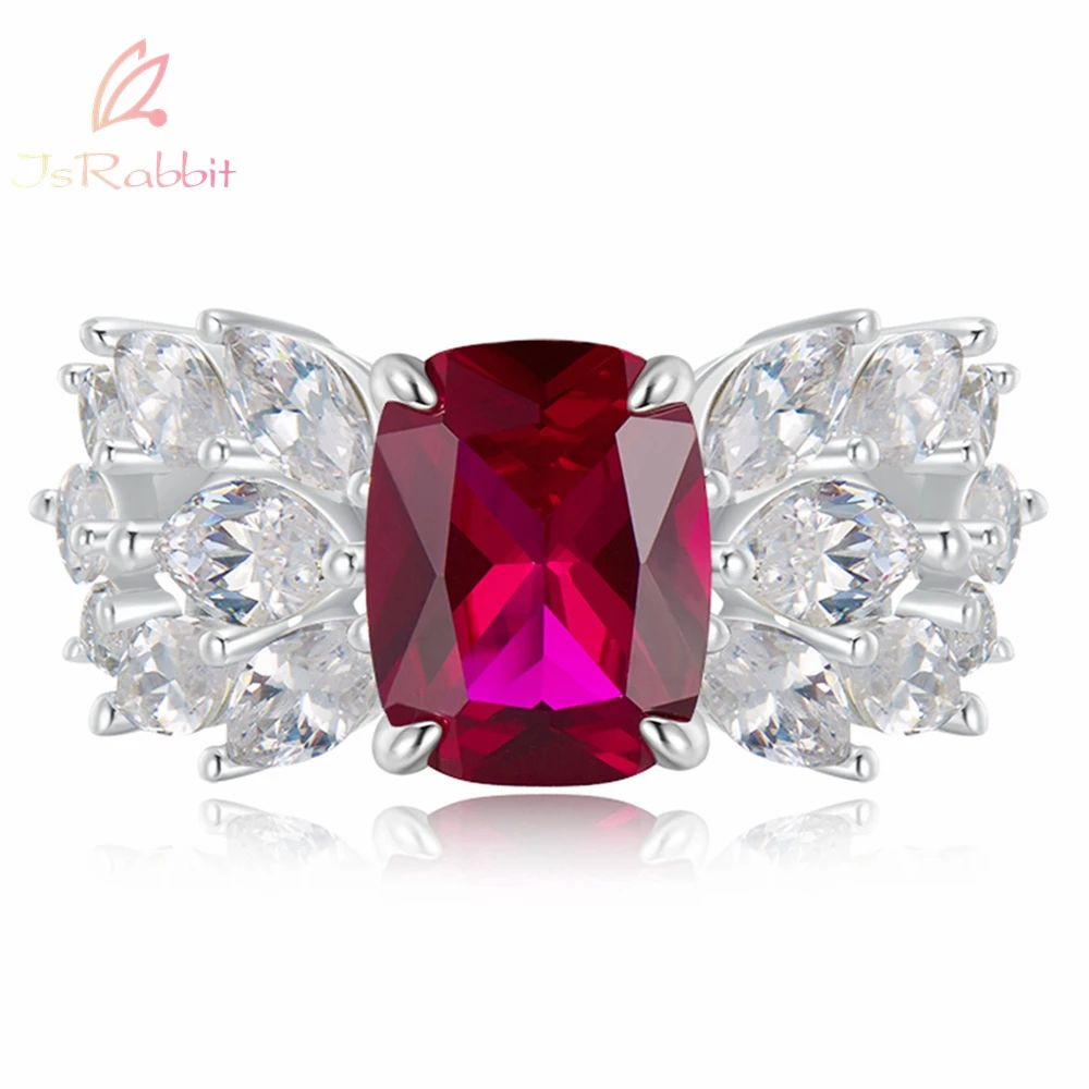 

IsRabbit 18K Gold Plated Cushion Cut 7*9MM Lab Grown Ruby Vivid Red Sapphire Ring 925 Sterling Silver Fine Jewelry Drop Shipping