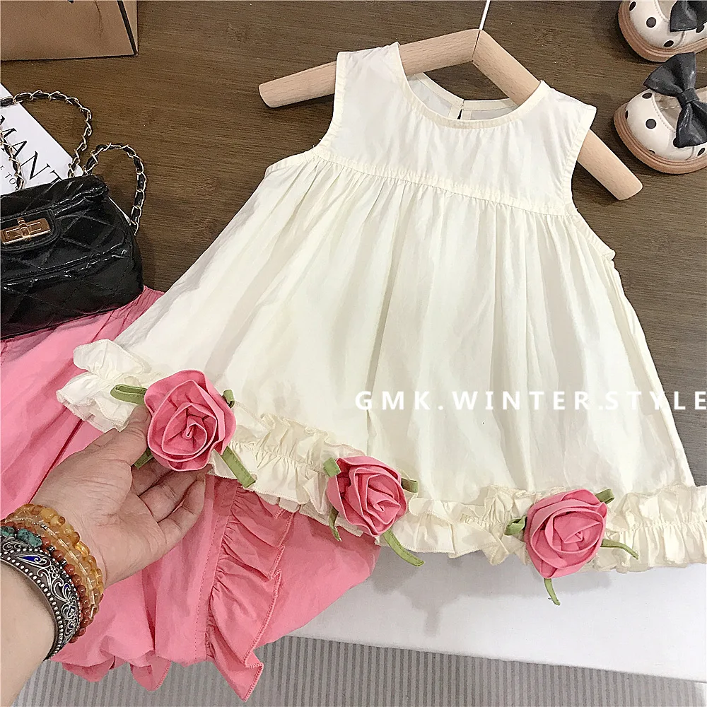 

Girls' Summer Suit, New Little Girl Super Good-looking Summer Flower Bud Pants Suit, Baby Girl Summer Suit