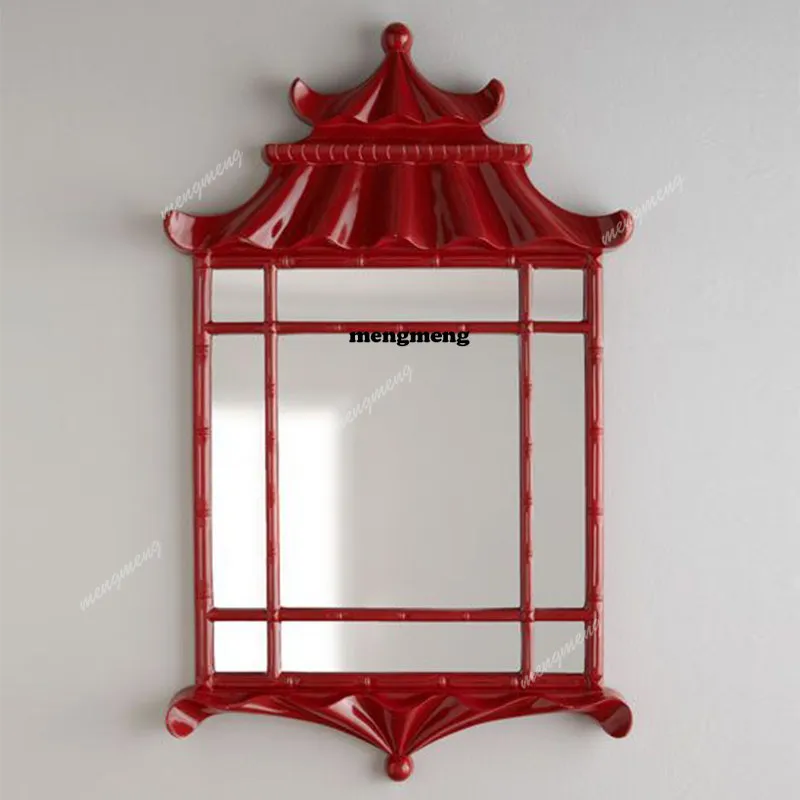 

Medieval mirror wall-mounted enigma mirror New Chinese living room wall-mounted pagoda decorative mirror Customized size