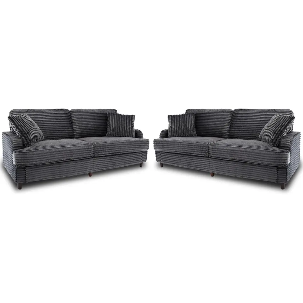 80 Inch 2-Piece Oversized Sofa Set, Plush Corduroy Love Seat for Living Room or Bedroom, Comfortable Deep Seating, Grey