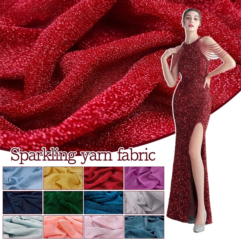 50x156cm Glitter Mesh Fabric Bright Shimmer Stretch Material for Stage Costume Wedding Party Curtain DIY Craft Sewing