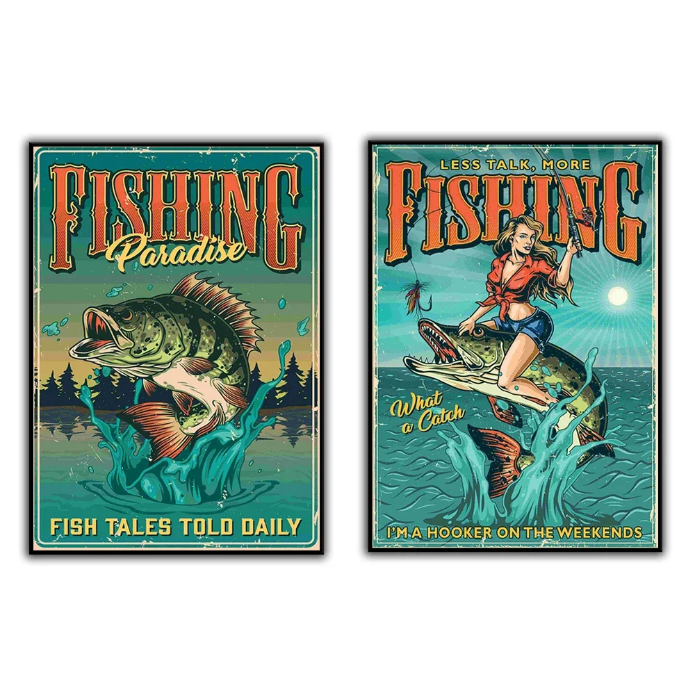 retro-pesca-arte-cartaz-imprime-diversao-homem-de-pesca-caverna-arte-da-parede-decoracao-casa-fotos
