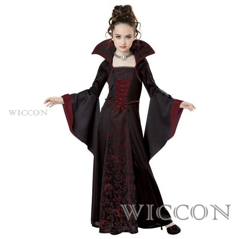 Halloween cosplay bruxa vampiro traje para crianças meninas disfraz carnaval vestir-se festa mujer roupas de desempenho infantil