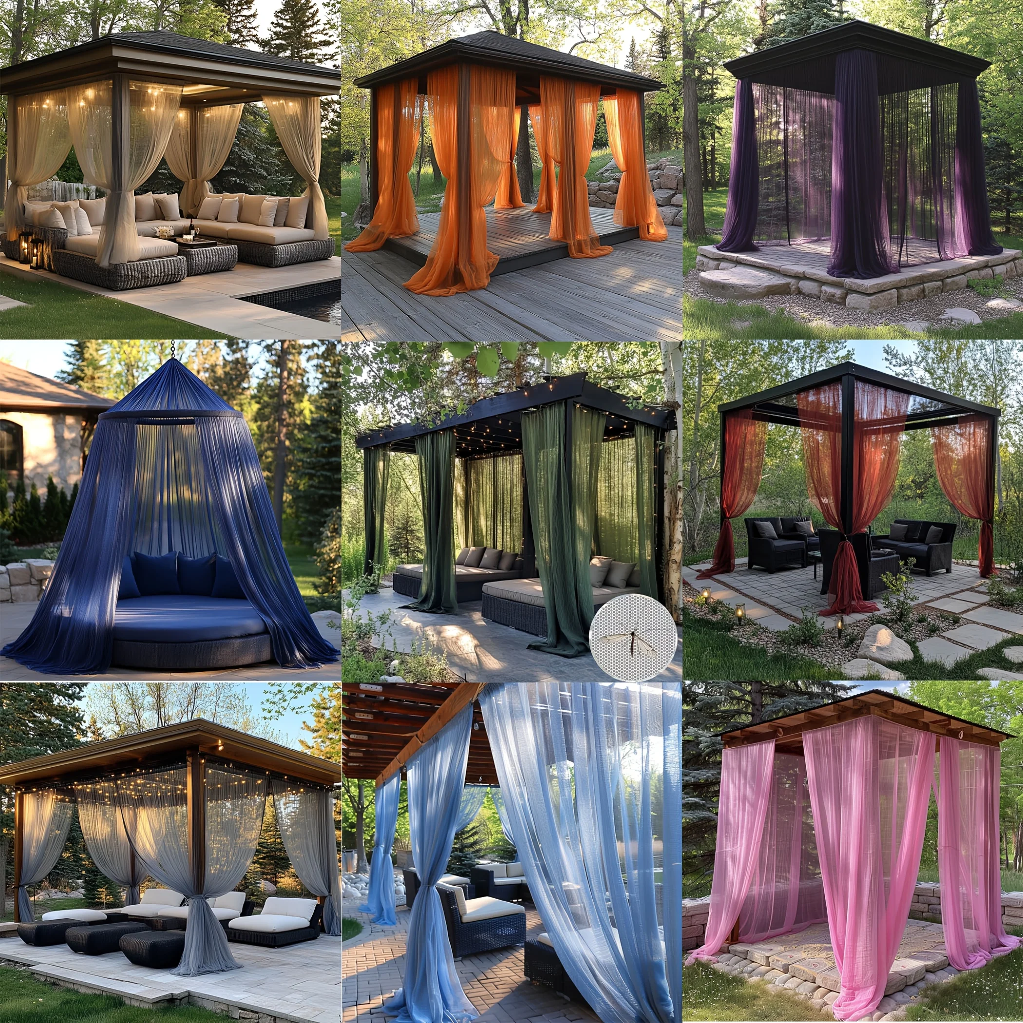 One Piece Package, Adjustable See-Through Outdoor Curtains, One Piece of Breathable Mesh Tulle with Rod Flap Pocket Pantss, Suitable for Terrace, Hut, Backyard, Porch and Pavilion Decoration, Can Also Be Used for Indoor Mosquito Nets, Wedding Scene Decoration, Quantity Is One Piece