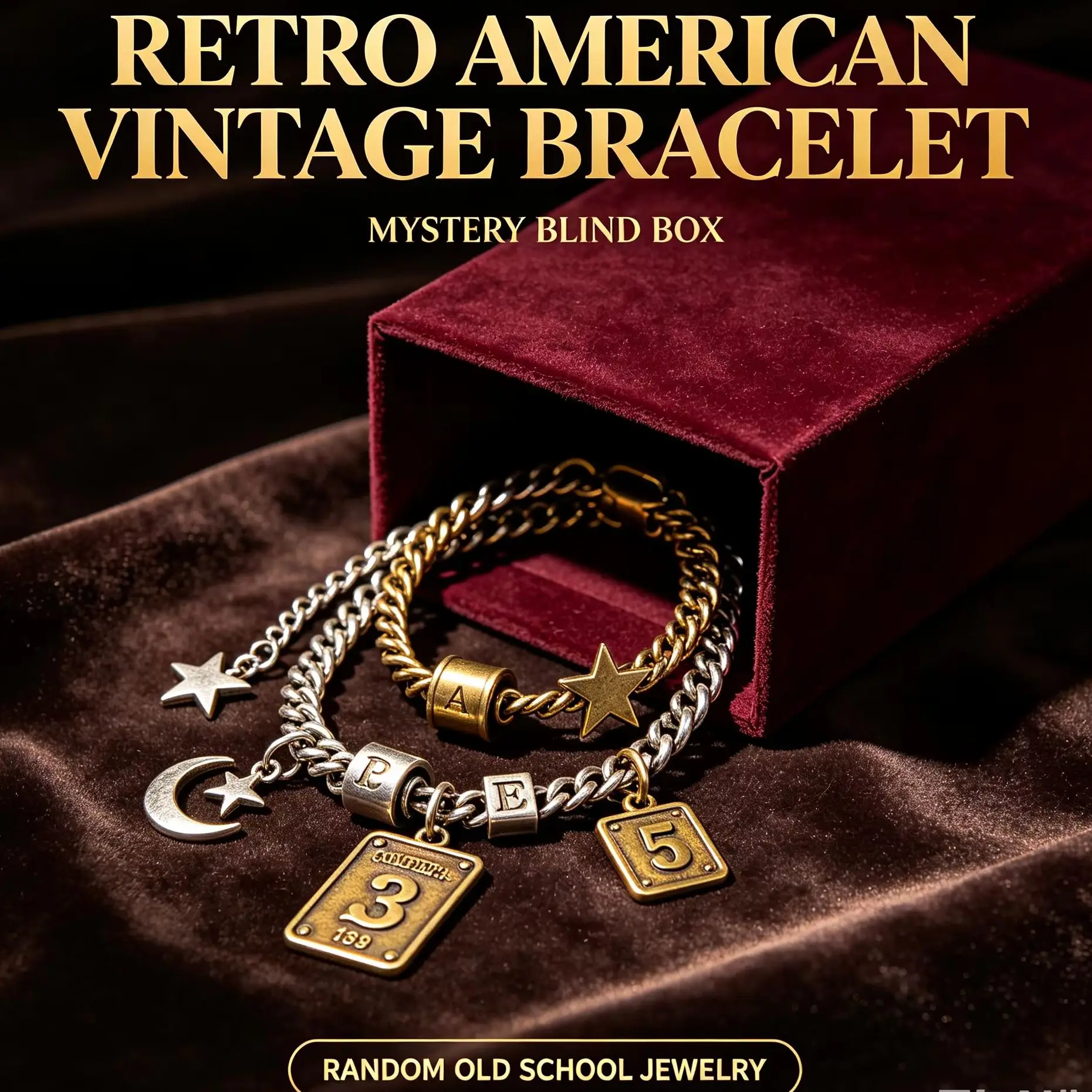 Retro American Vintage Bracelet Mystery Blind Box Random Old School Jewelry