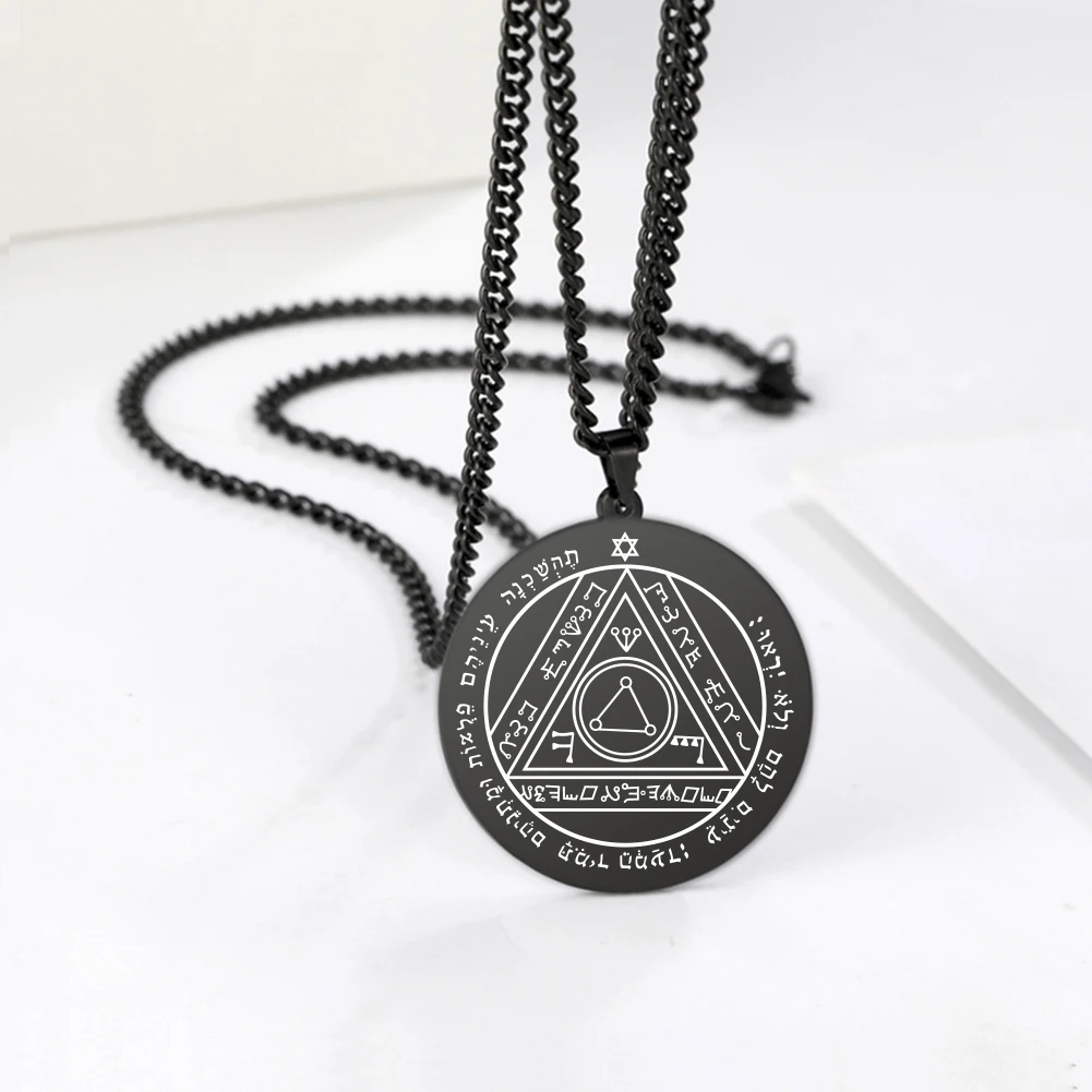 Amaxer Retro Nordic Symbol Viking Solomon Rune Amulet Stainless Steel Pendant Necklace Compass for Men Couple Gifts Jewelry