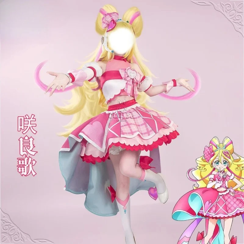 Accesorios de vestido de Lolita rosa dulce, accesorios, peluca, uniforme You and Idol Precure Sakura Uta, disfraz de Cosplay, Carnaval de Halloween para mujer