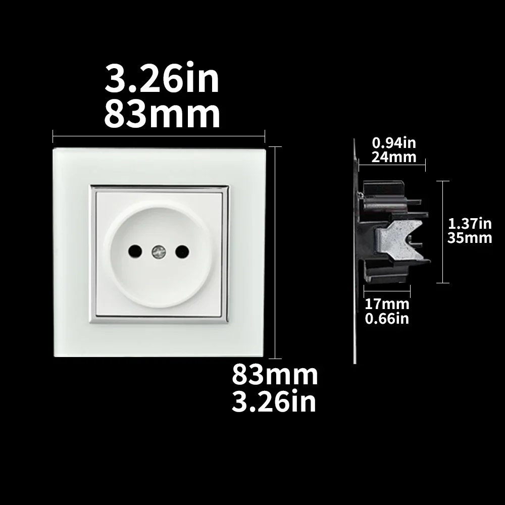 WESA الاتحاد الأوروبي القياسية مرآة الاكريليك مقبس الحائط الأبيض لهب لوحة مقبس الطاقة 16A مخرج كهربائي لا الأرض القياسية #6