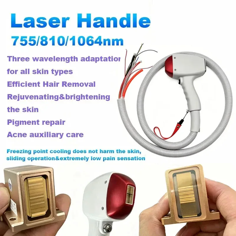 Laser Handle 755/810/1064nm 3 Wavelength diode ND YAG Laser Handpiece For Hair Removal Picosecond Beauty Machine