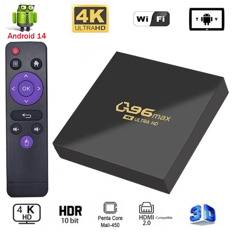 Android 14 Smart TV Box IPTV Set Top Box Allwinner H313 Quad Core WIFI HD 4K Media player H. 265 Q96 MAX TV Box