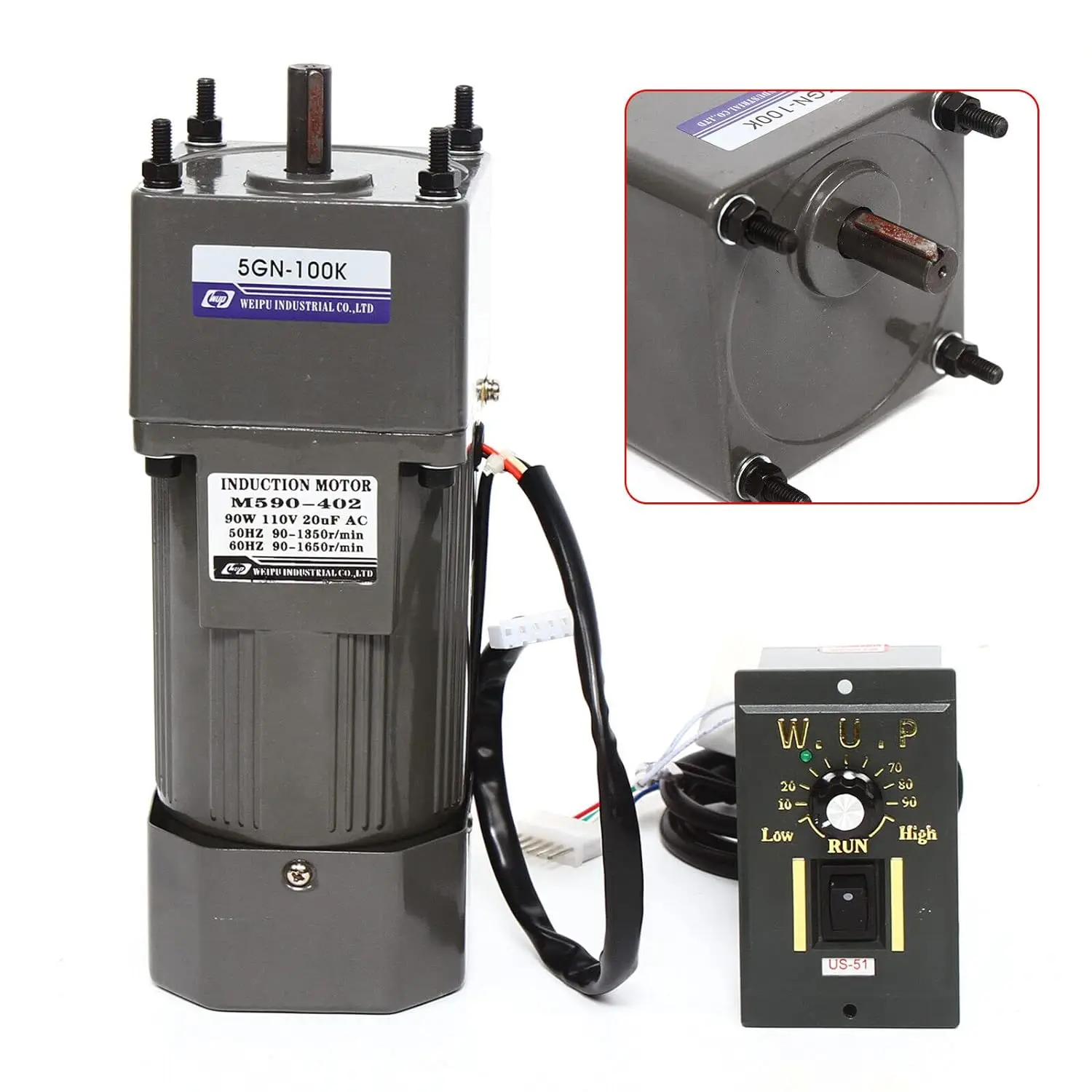 Imagem -02 - Controlador de Velocidade Elétrico do Motor da Engrenagem ca Assíncrona 220v 110v 90w com Regulador Monofásico 1:100 135 Rpm