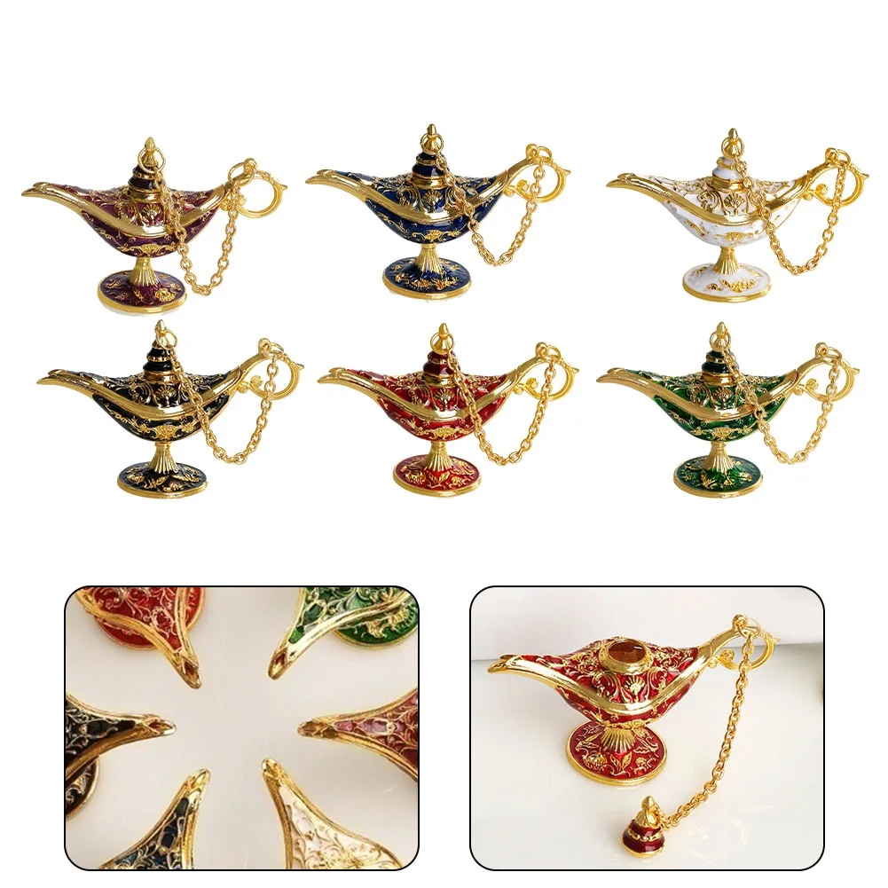 12cm Classic Hollow Legend Aladdin Genie Lamp Incense Burners Magic-Genie Wishing Lamp Home Festivals Decor Gift