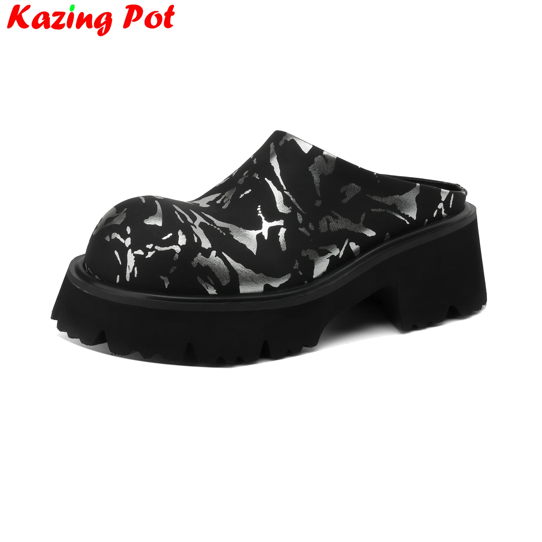 Krazing Pot Print Ovelha Bombas para Mulheres, Mulas Slingback Elegantes, Salto Alto Conforto, Sapatos de Verão, Plataforma Casual para Férias