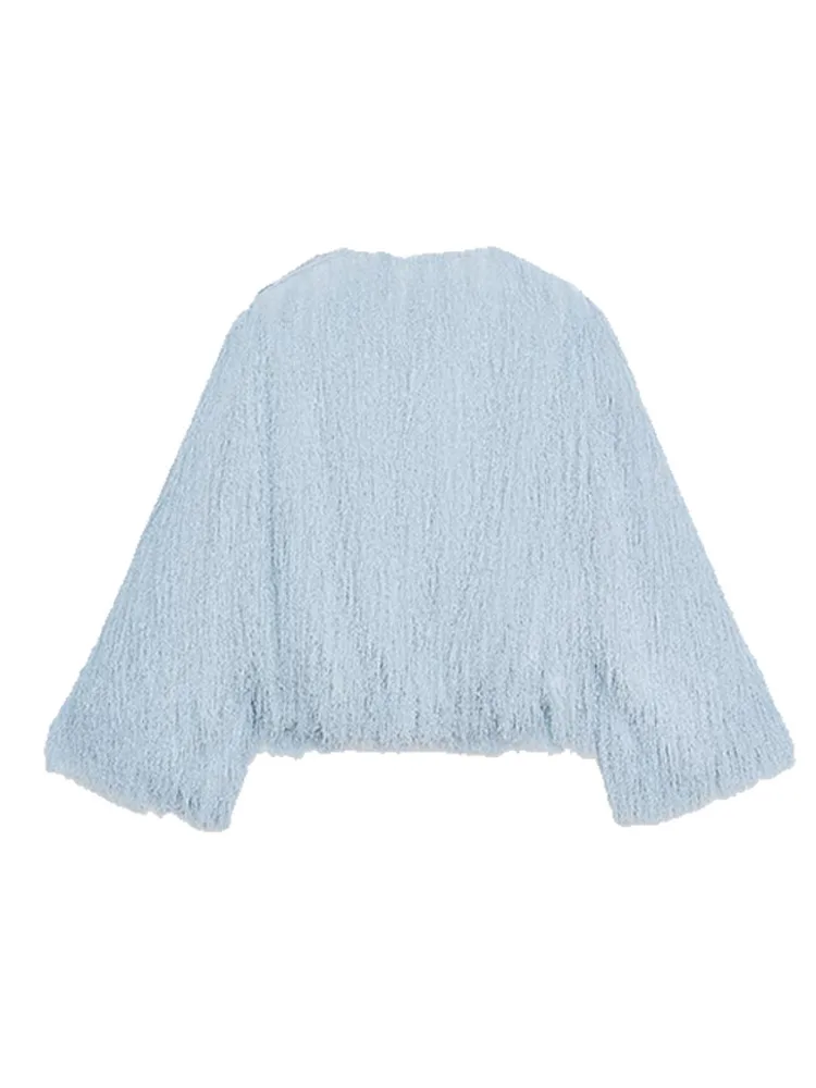 

Fashion Tassels O-neck Coat Women Solid Long Sleeve Cardigan Sling Short Dress 2025 Female Summer Autumn Chic High Street Wear