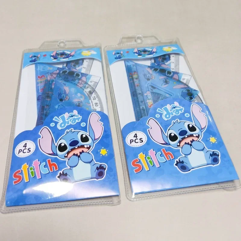 Disney Stitch Ruler Set Student Study Stationery Ruler Triangle Protractor Set School Supplies Kid Christmars Gift