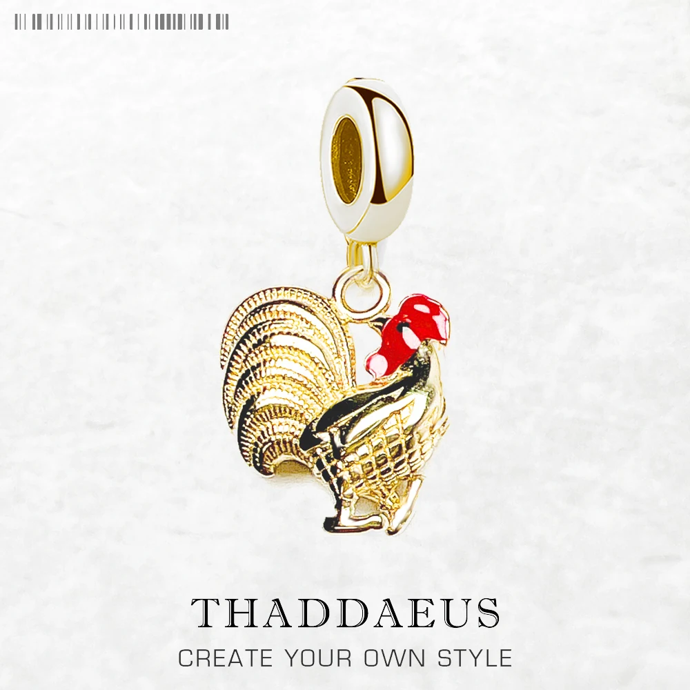

Dangle Charm Pendant Rooster Cock Real 925 Sterling Silver Handmade New Fine Jewelry Lucky Trendy Gift For Women Men