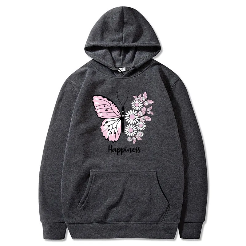 Men\'s and Women\'s Unisex Butterfly Print Pullover Casual Hooded Pocket Sweatshirt Sweatshirt Black XS-4XL