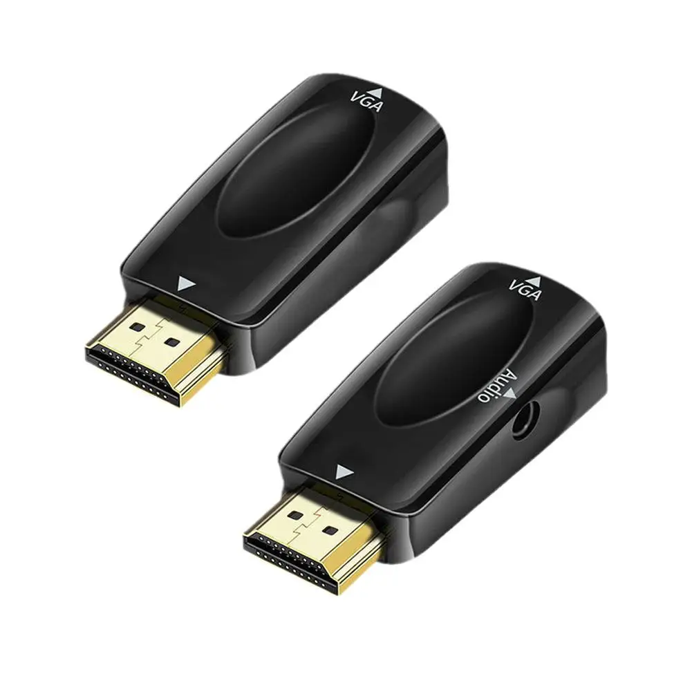 HDMI-compatible To VGA Cable Converter Male To Famale Converter Adapter 3.5 Mm Jack Audio HD 1080P For PC Laptop Tablet