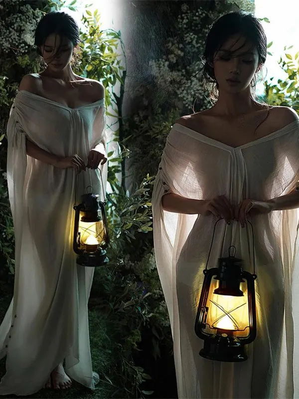 Elegant Chinese Style Long Dress Women's Rehearsal Studio Gown Morning Robe New Bride Modified Hanfu Ancient Fashion